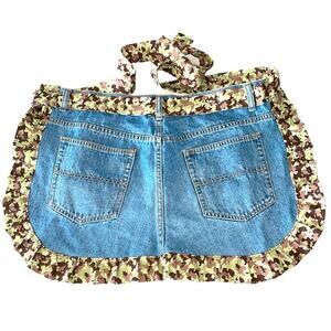 Denim & Camo ruffled Handmade Apron
